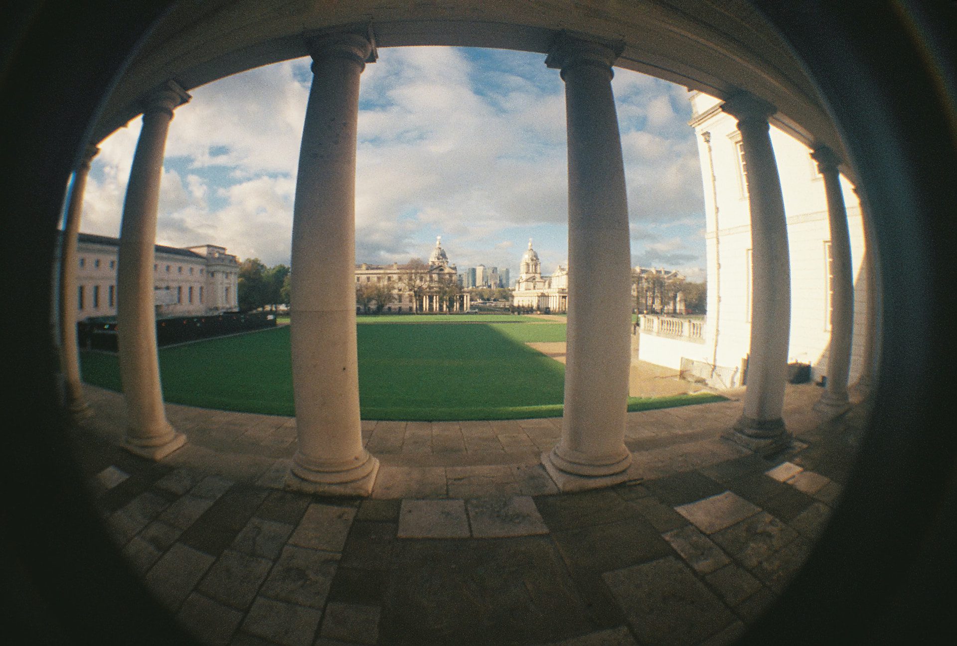fish eye view of a building