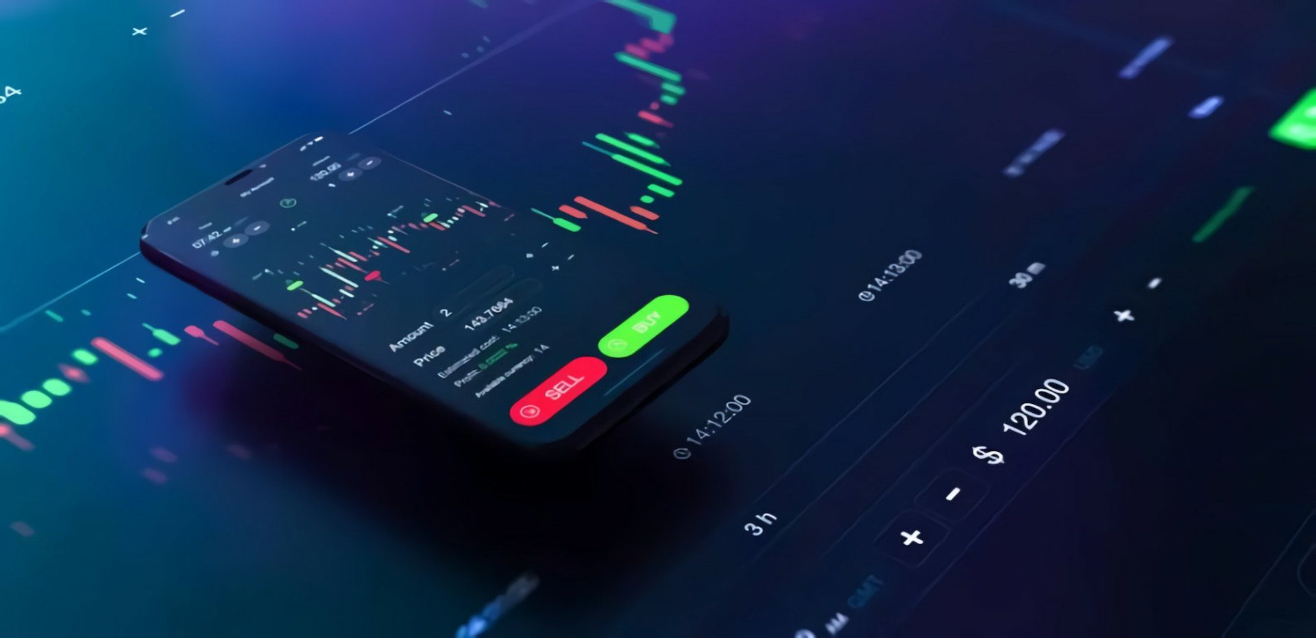 close up view of a trading graph on a mobile phone