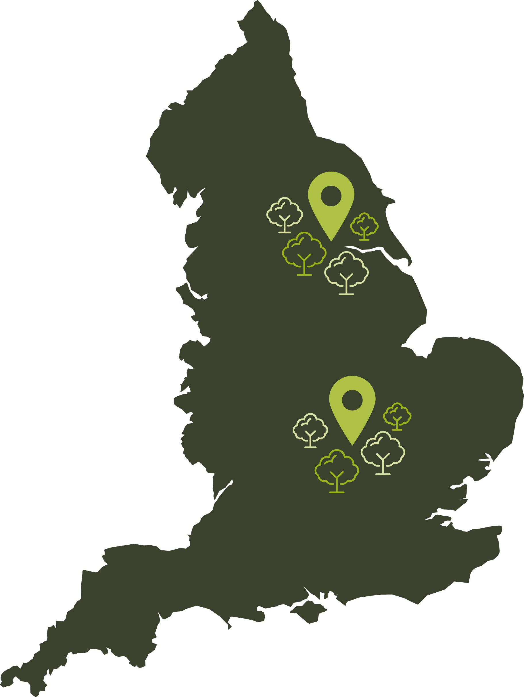 map of tree planting locations redshaw advisors operates in
